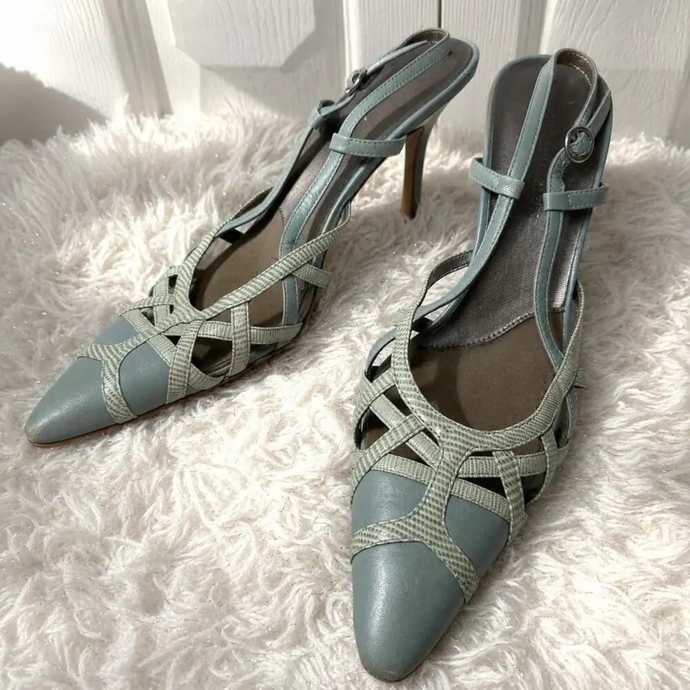 Anne Klein sage strappy pointed toe heels y2k slingback pumps
